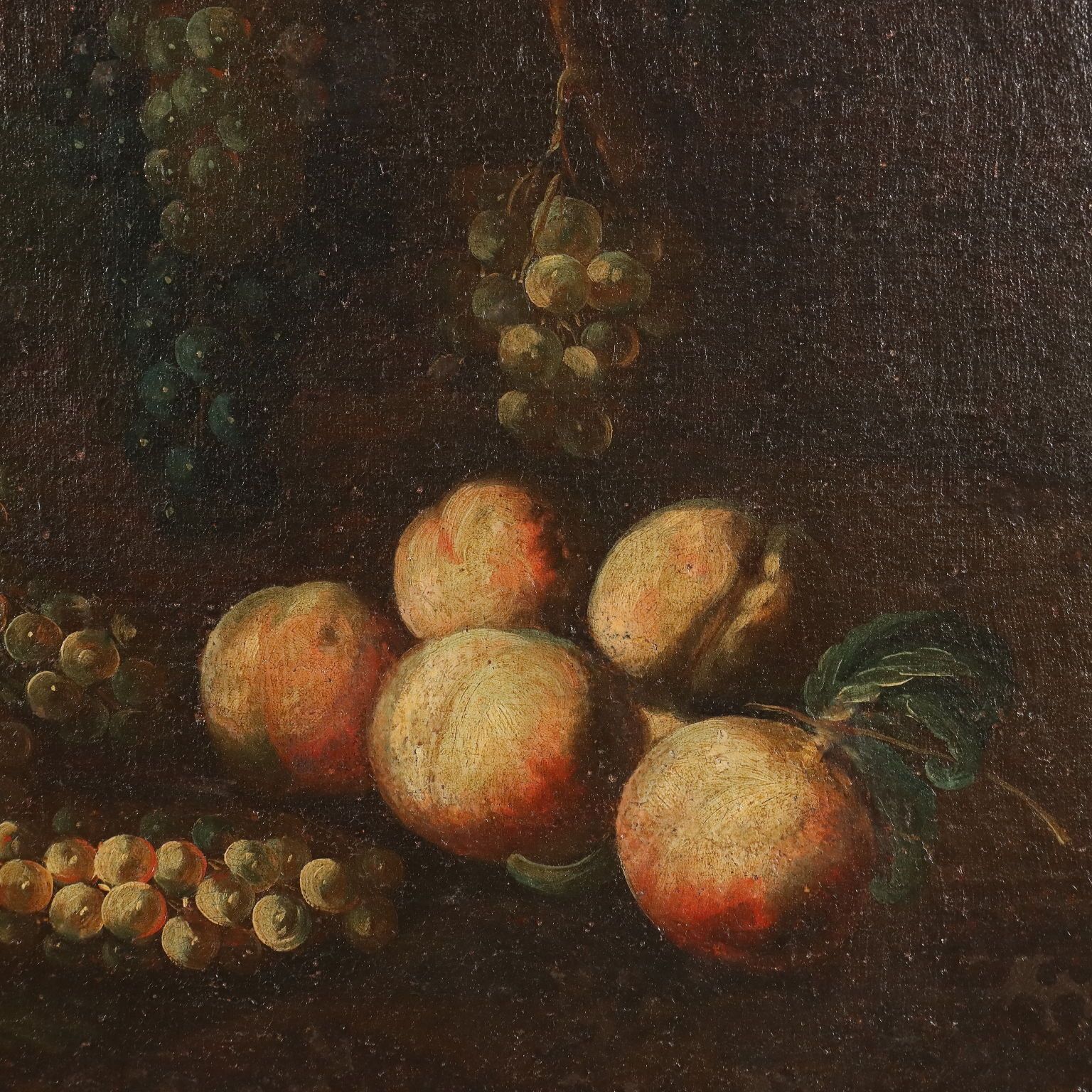Antique Painting Still Life With Flowers Fruit And Birds XVIII Century photo vintage