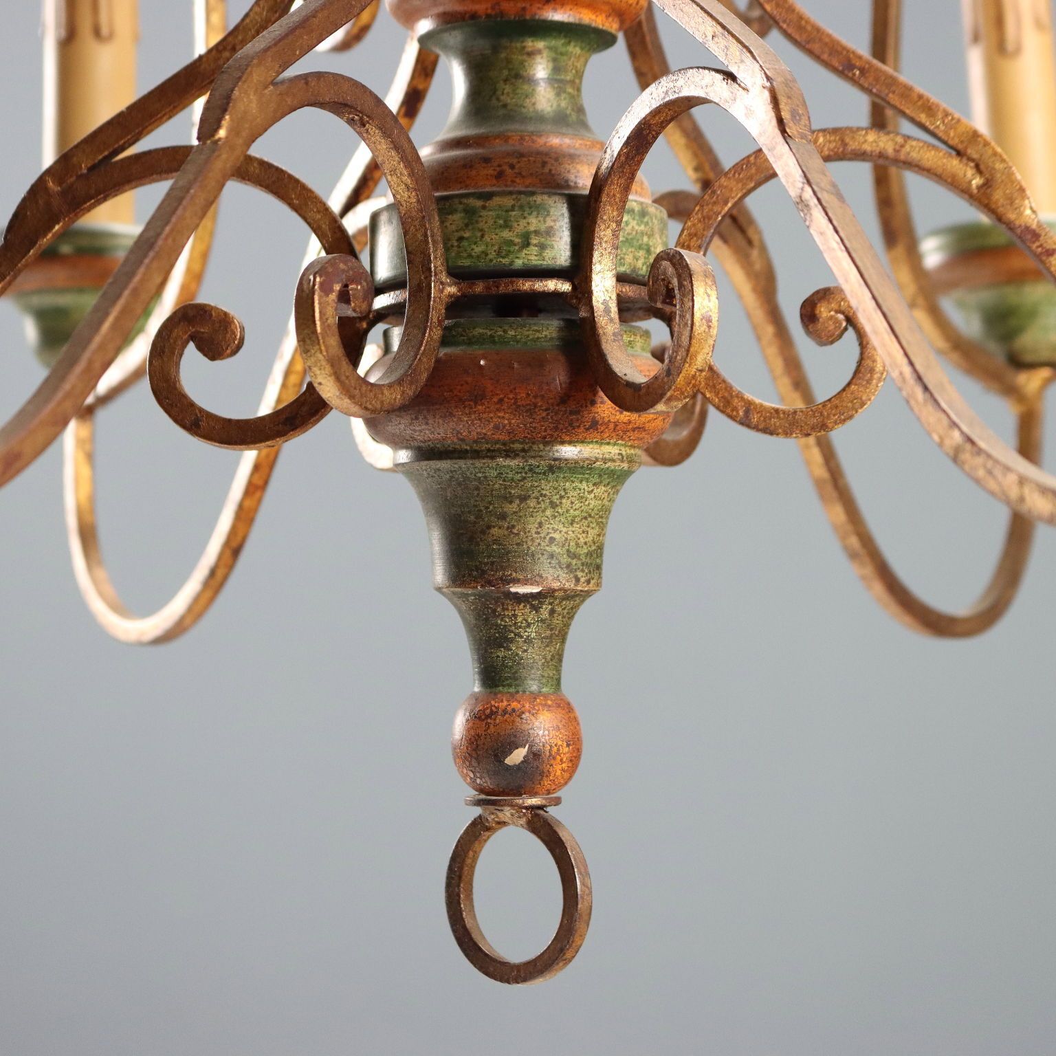 Antique Chandelier Gilded Lacquered Iron Italy XX Century photo buy