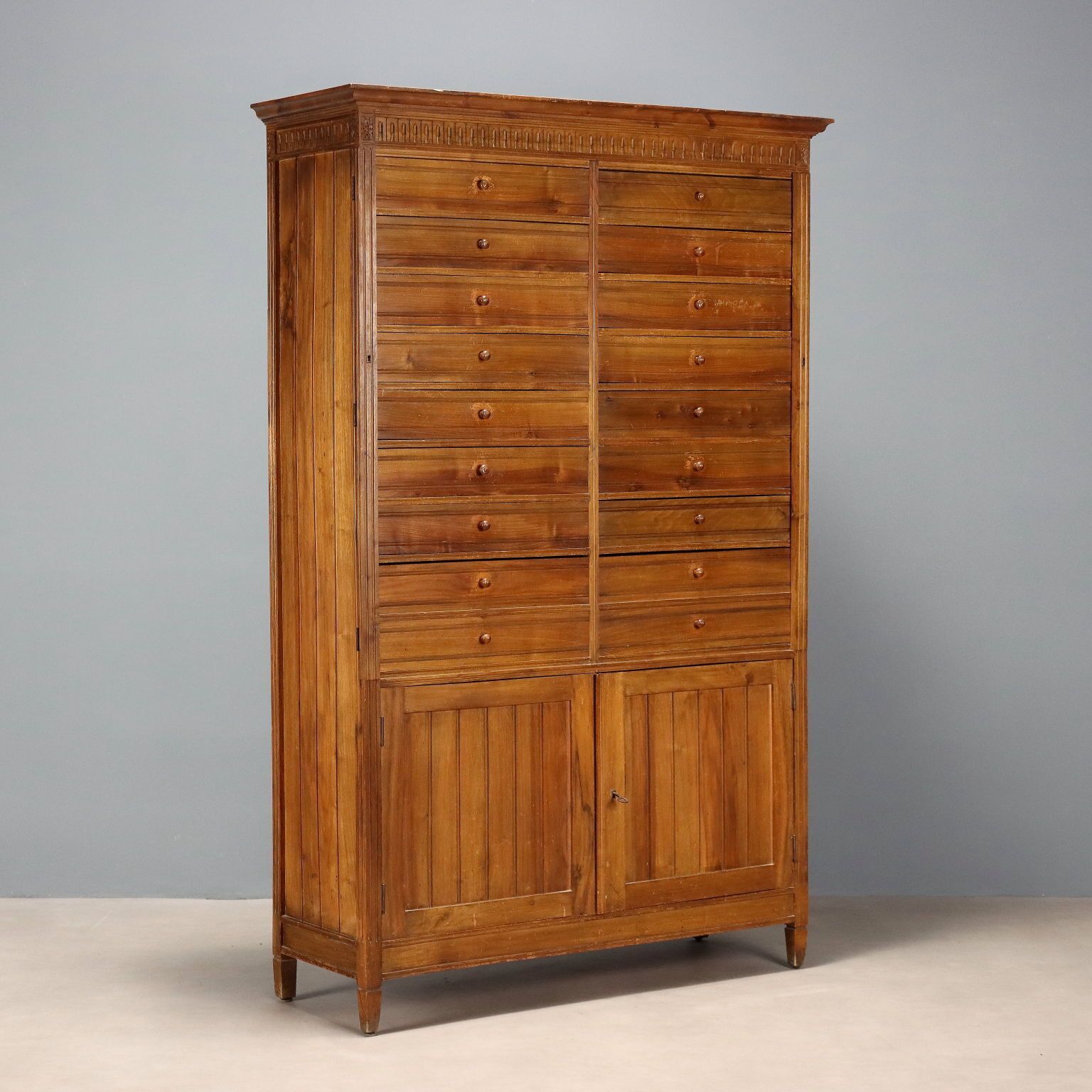 Antique Chest Of Drawers Walnut 18 Drawers Italy XX Century