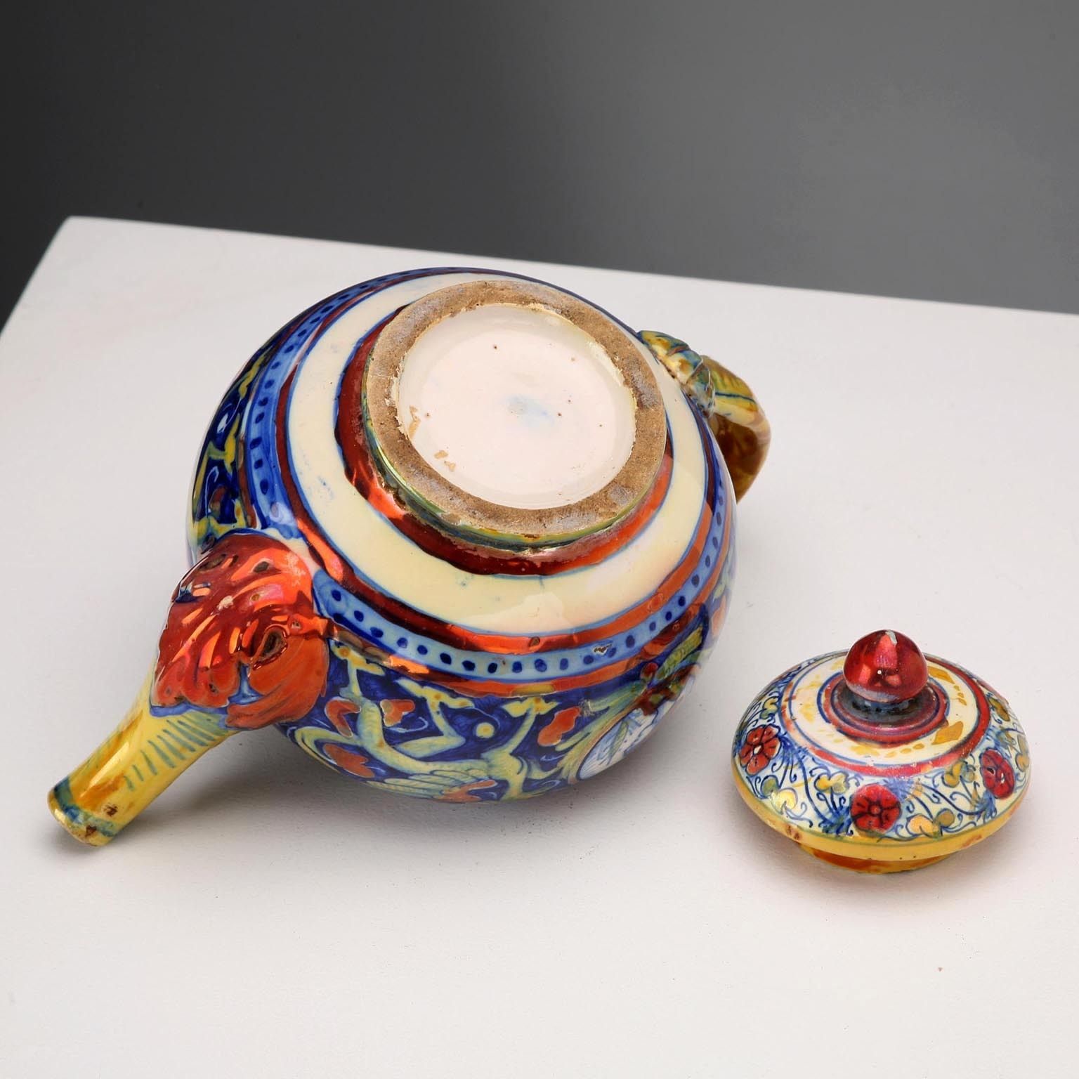 Antique Teapot Gualdo Tadino Ceramic Italy XX Century photo vinterior