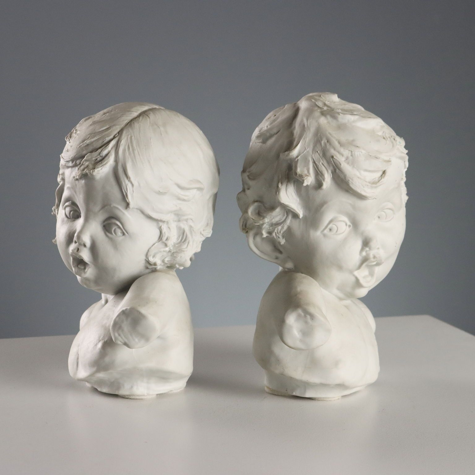 Antique Busts Of Children Biscuit Europe Early XX Century photo buy