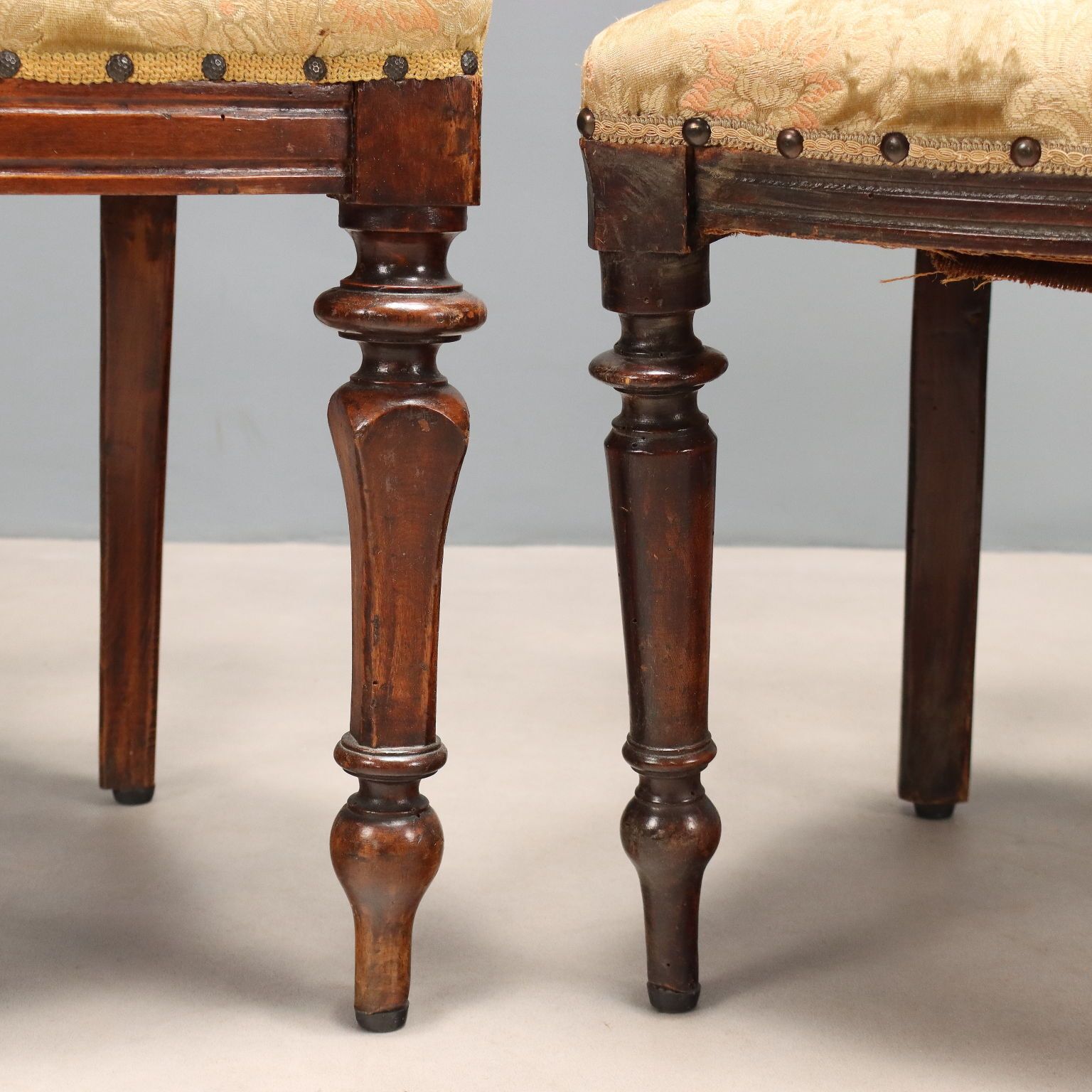 Antique Chairs Walnut Padded Seat Italy Late XIX Century photo buy
