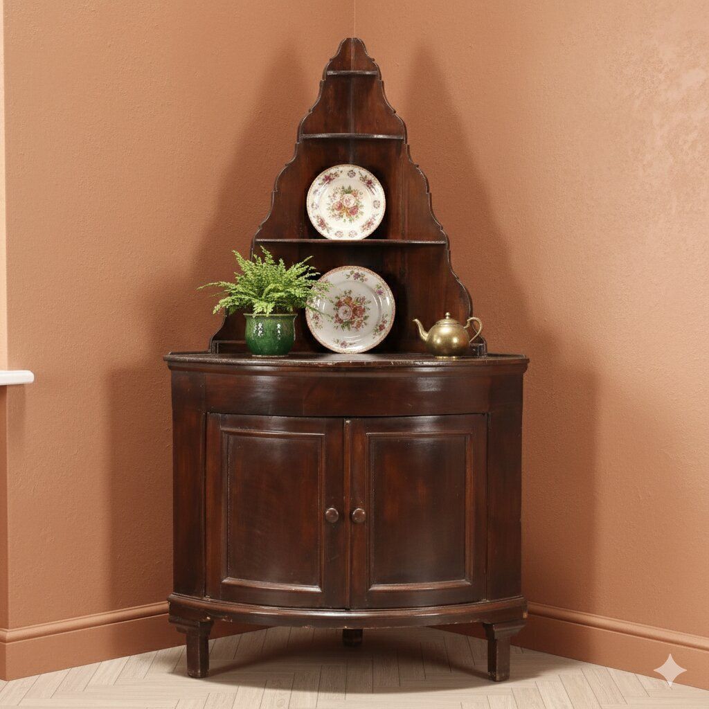Antique Corner Cabinet Walnut Painted Poplar Italy XIX Century photo furniture