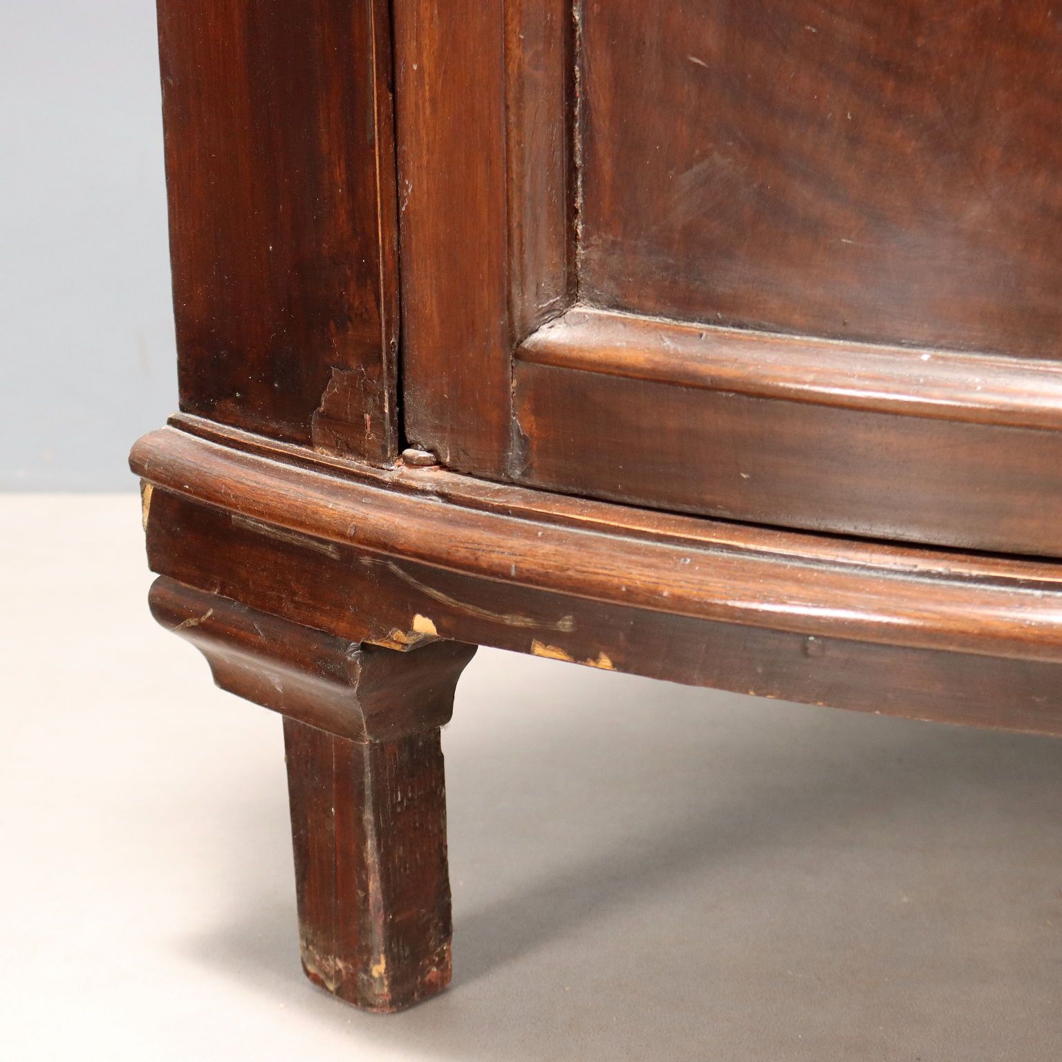 Antique Corner Cabinet Walnut Painted Poplar Italy XIX Century photo vintage