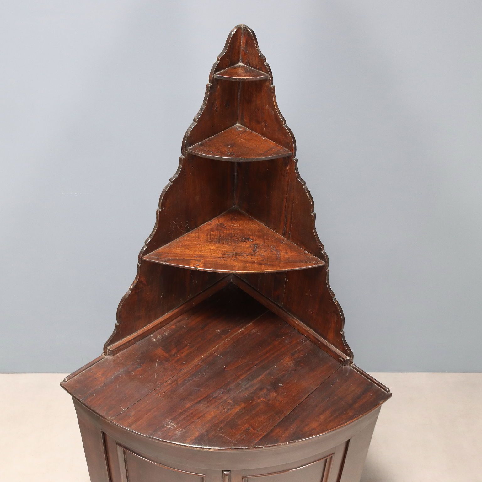 photo furniture Antique Corner Cabinet Walnut Painted Poplar Italy XIX Century