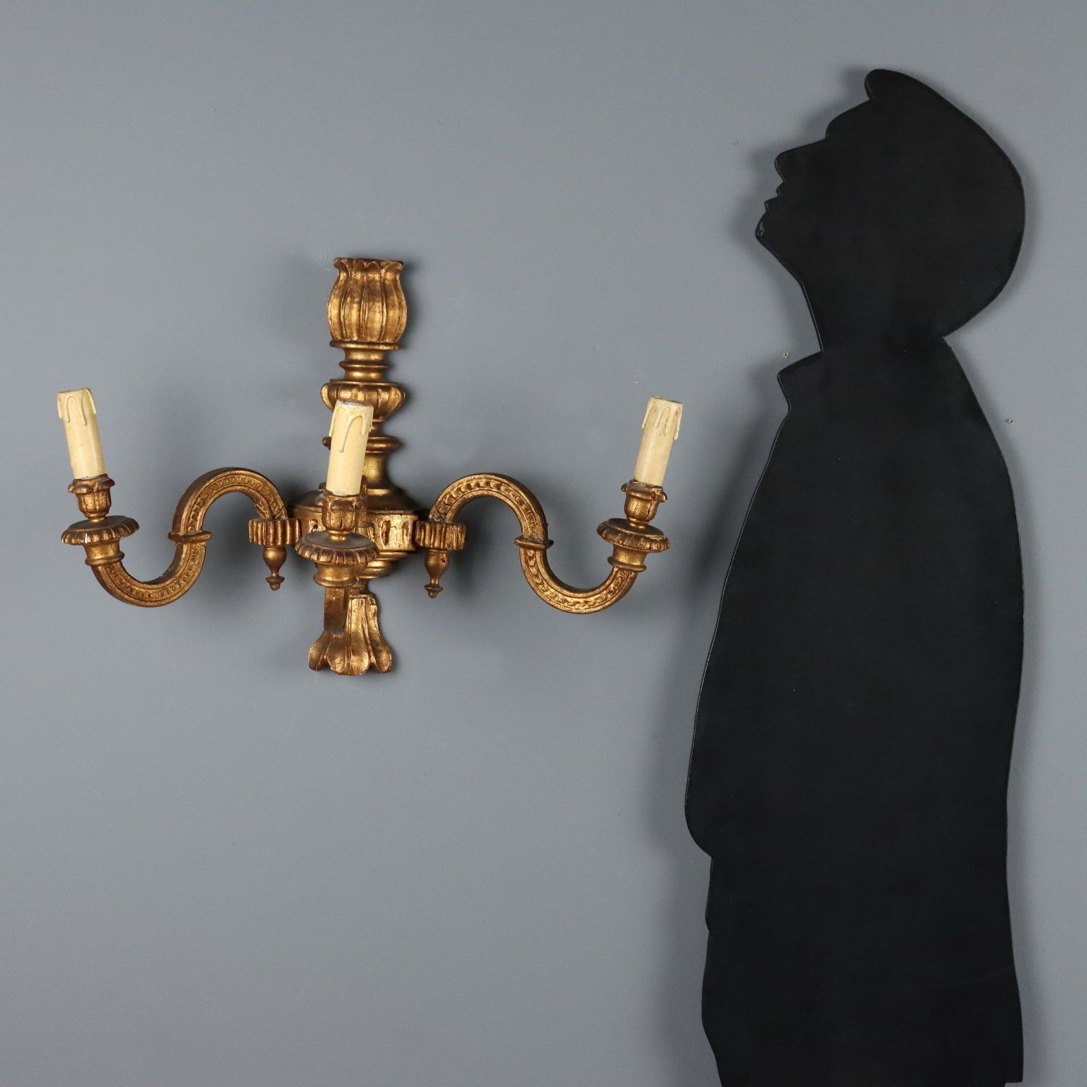 Antique Wall Lamps Carved Wood Italy XX Century photo furniture