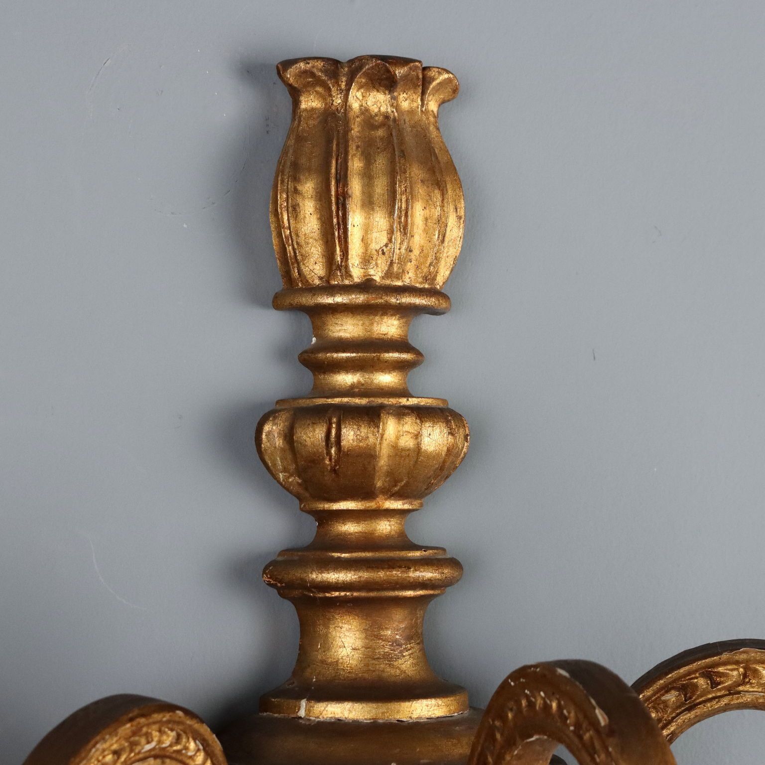 Antique Wall Lamps Carved Wood Italy XX Century photo 530.0