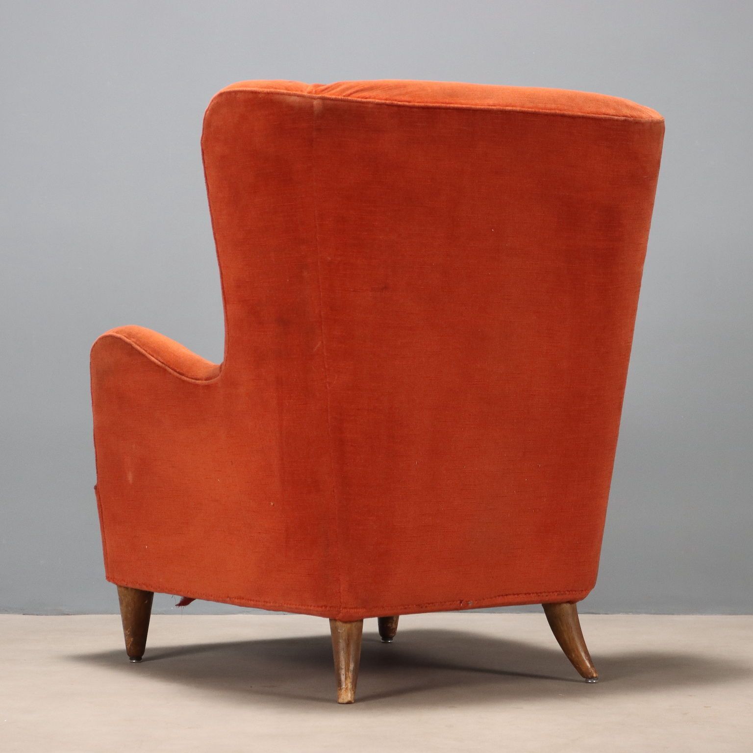 photo for sale Vintage Armchair Wood Fabric Design Italy 1950s 1960s