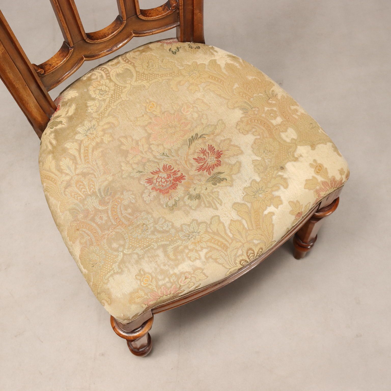 Antique Chairs Walnut Fabric Padding Italy Late XIX Century photo vintage