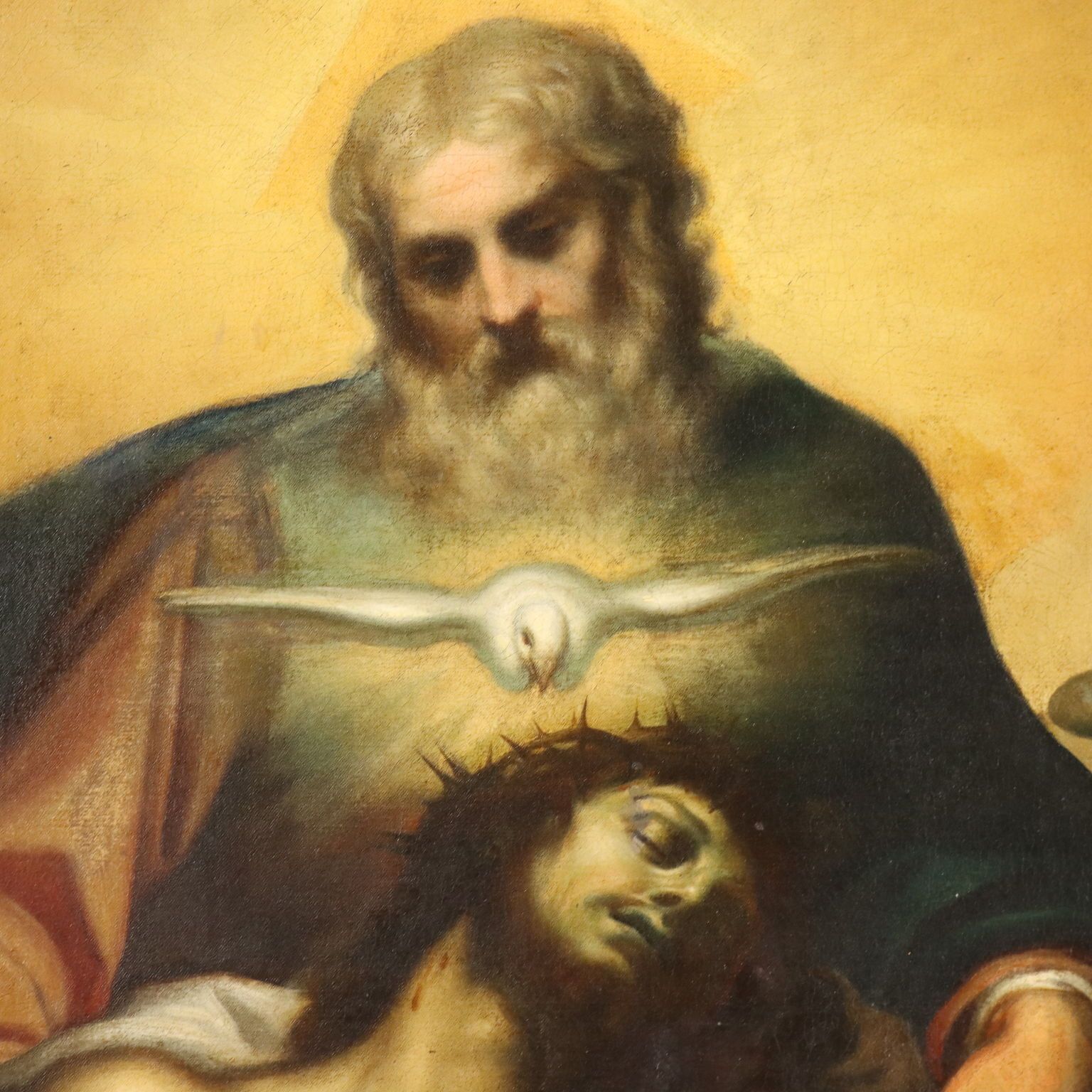 Antique Painting Copy From Ludovico Cardi Trinity Oil On Canvas '700 photo Art