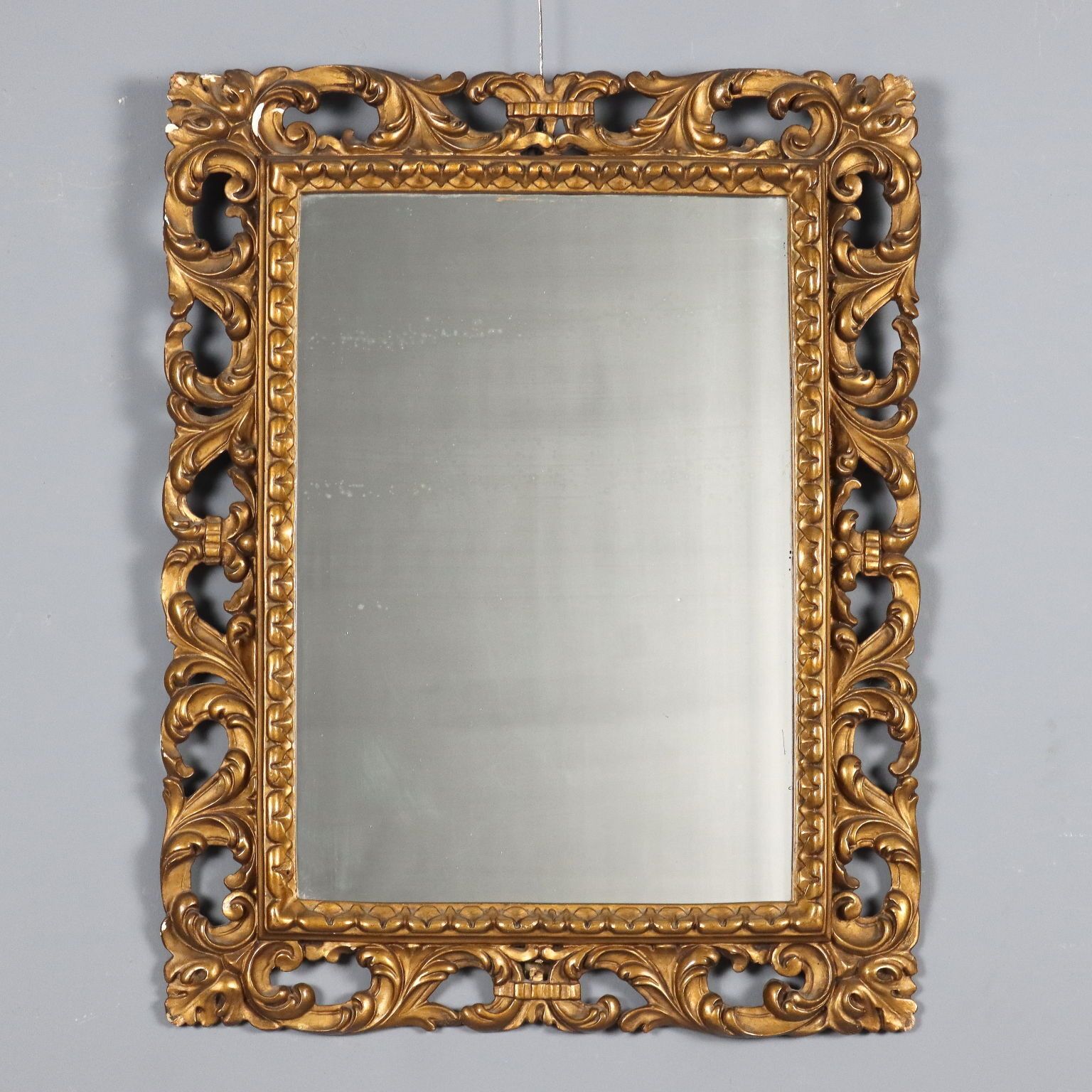 Antique Mirror Carved Gilded Wood Italy XX Century