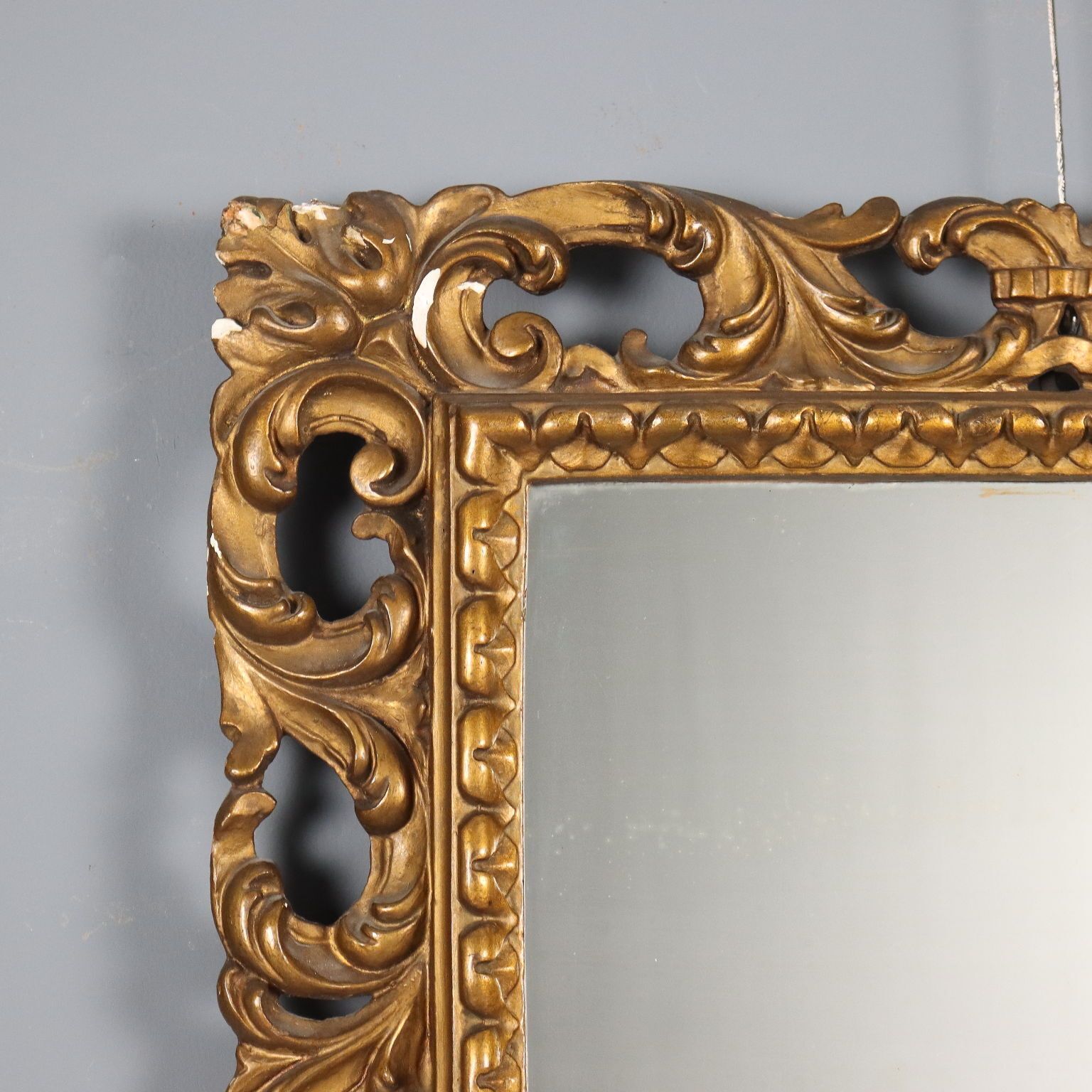 Antique Mirror Carved Gilded Wood Italy XX Century photo for sale
