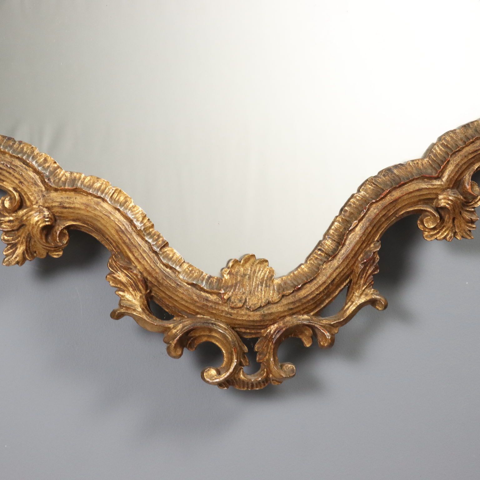 Antique Mirror Carved Gilded Wood Italy XIX Century photo vintage