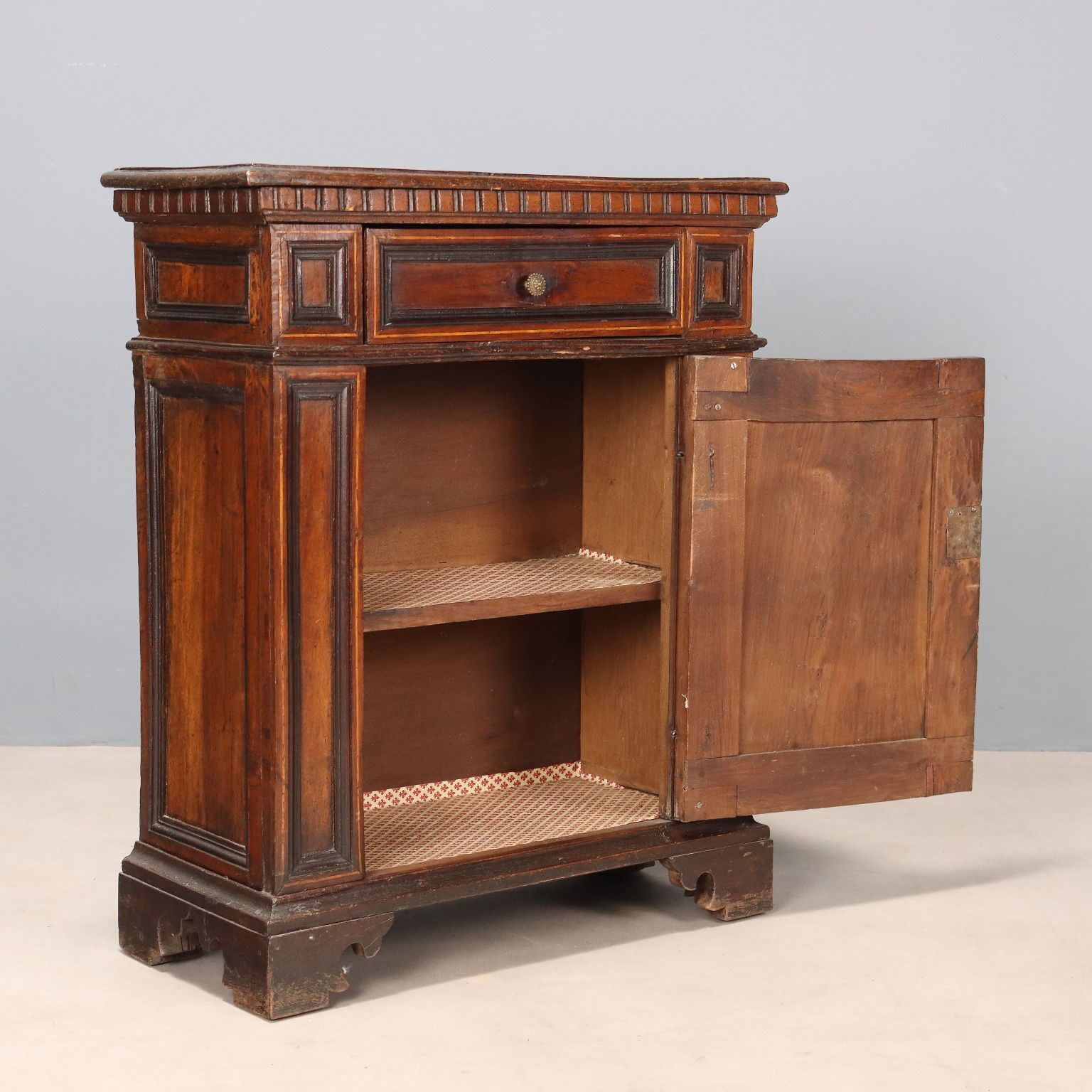 Bedside Table Baroque Walnut Drawers Italy XVIII Century photo Furniture