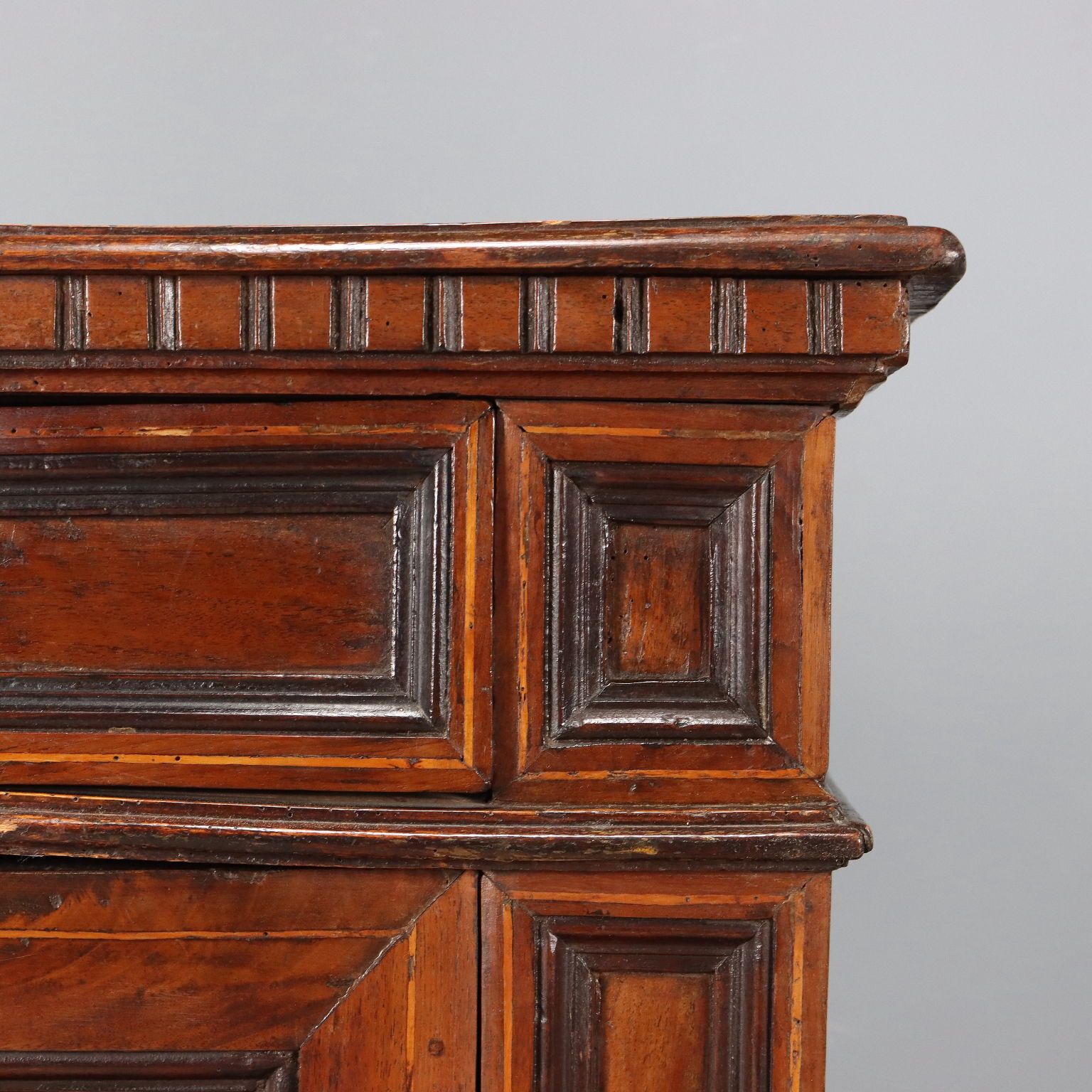 Bedside Table Baroque Walnut Drawers Italy XVIII Century photo vinterior