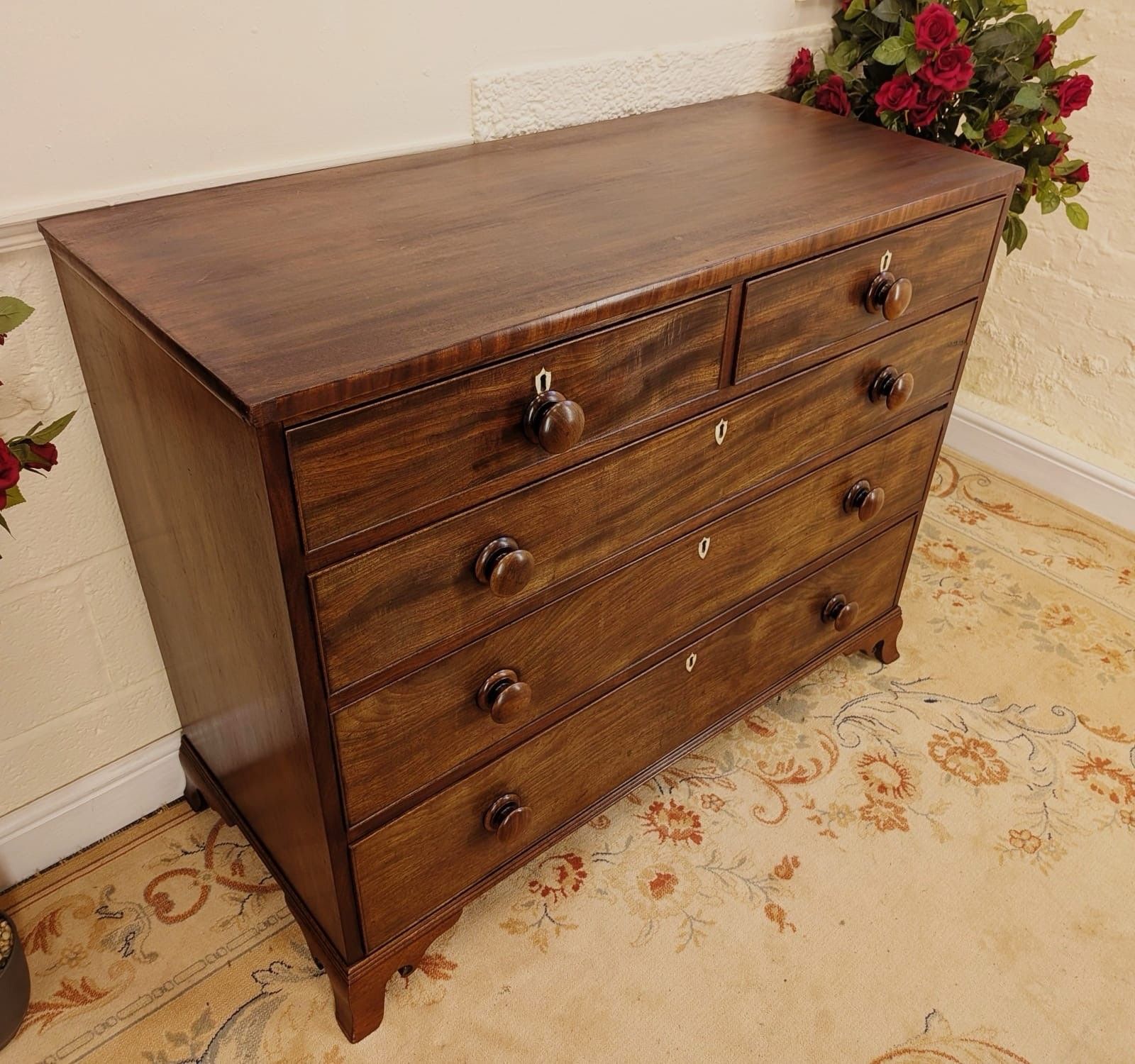 Geogian Early 19th Century Solid Mahogany Chest Of 2 Over 3 Graduating Drawers photo furniture