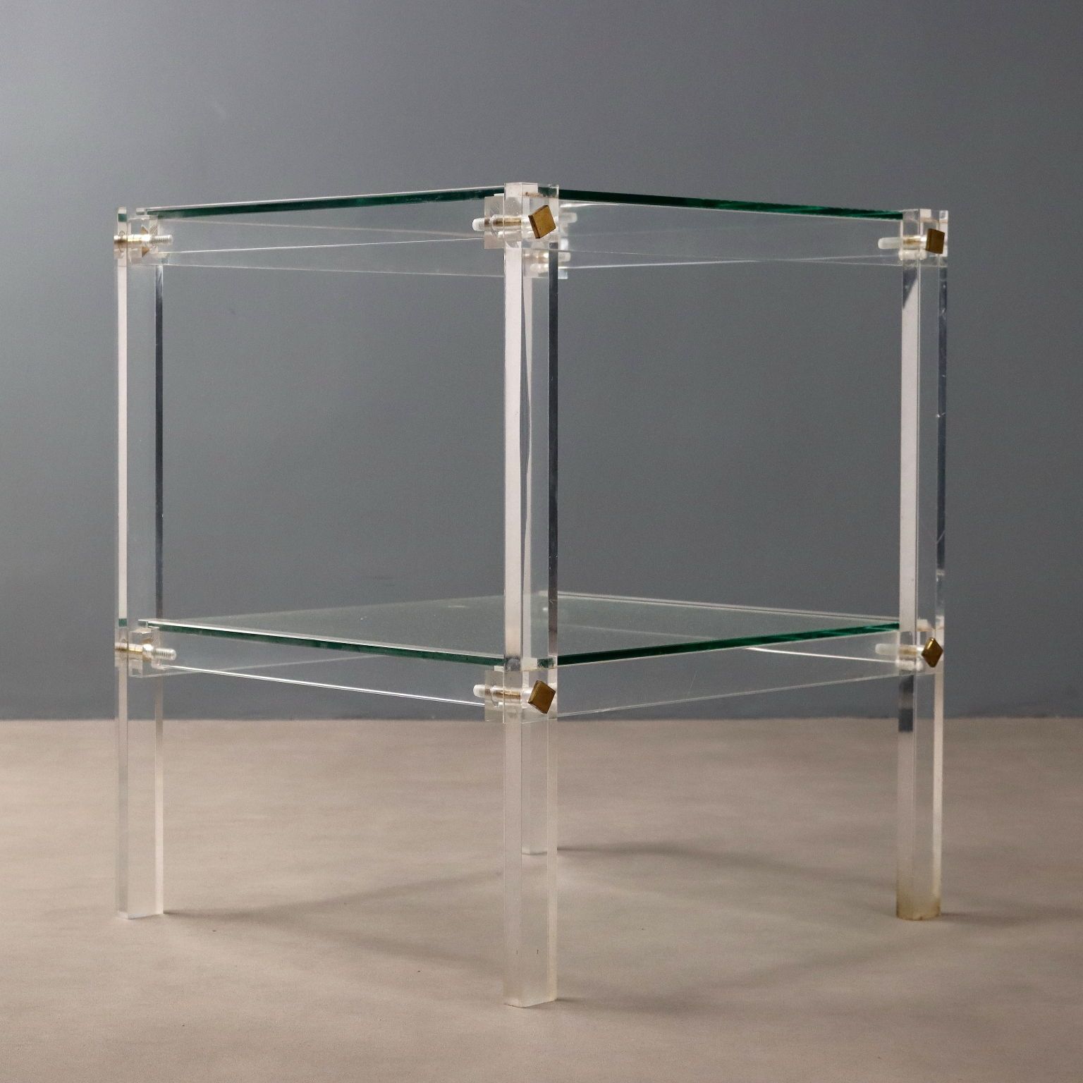 photo furniture Vintage Small Table Plexiglas Glass Design Italy 1980s