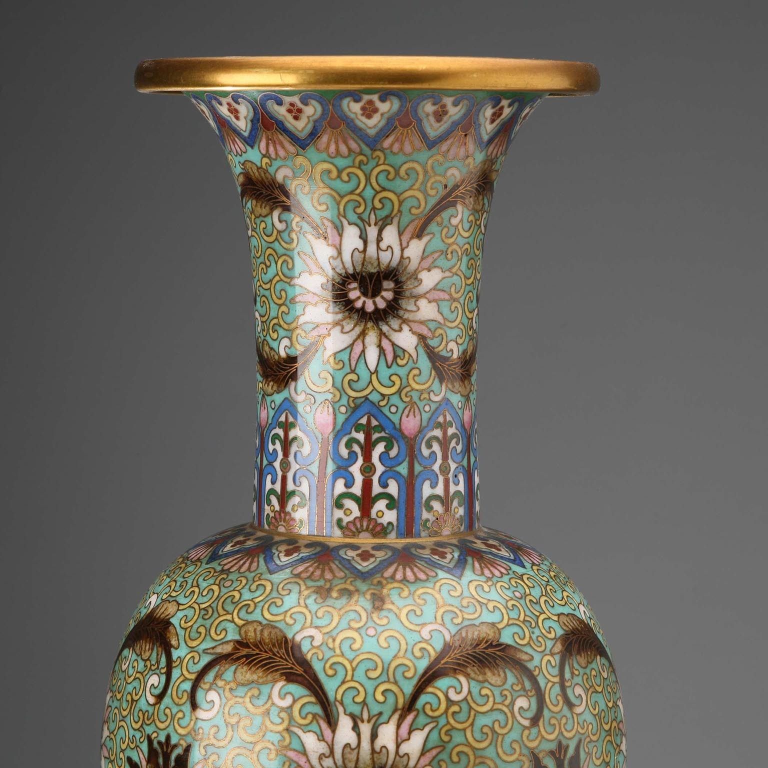 Vintage Cloisonnè Vase Bronze Coloured Enamels China 1960s photo 230.0