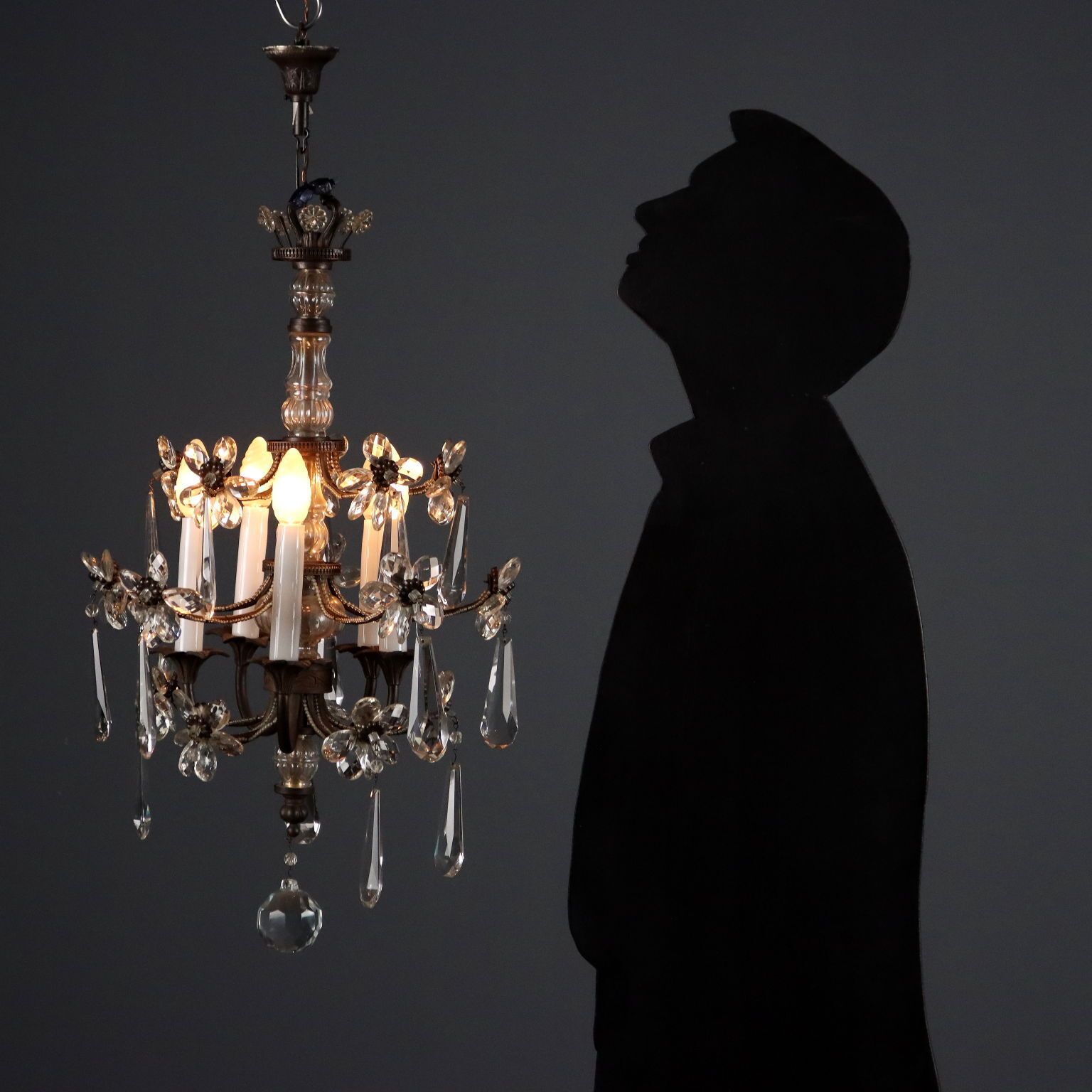 Antique Chandelier Metal Glass 5 Lights Italy XIX Century photo furniture