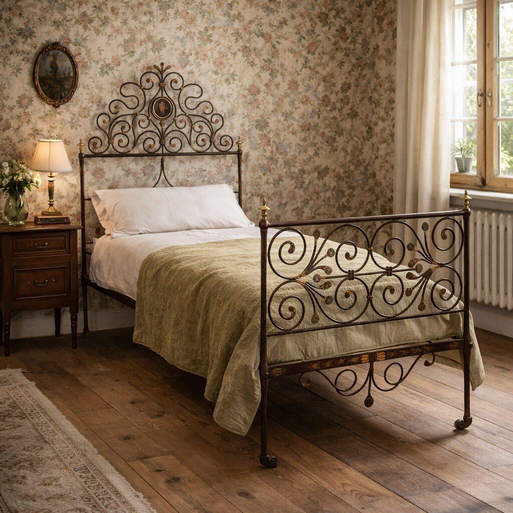 Antique Single Bed Lacquered Painted Iron Italy XIX Century photo furniture