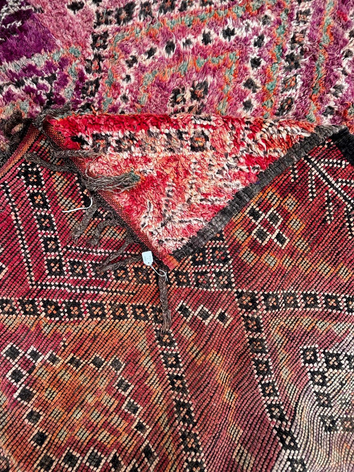 Rare Vintage Moroccan Boujad Rug 220x360 Cm – Handmade Berber Wool Rug – Large Tribal Area Rug – Authentic Moroccan Carpet photo Textiles