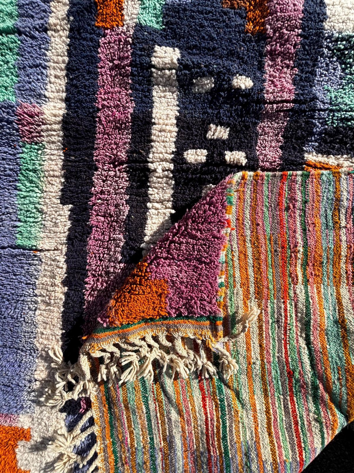 Moroccan Boujad Rug 200x300 Cm Handmade Wool Rug – Colorful Berber Area Rug – Large Ethnic Boho Living Room Carpet photo for sale