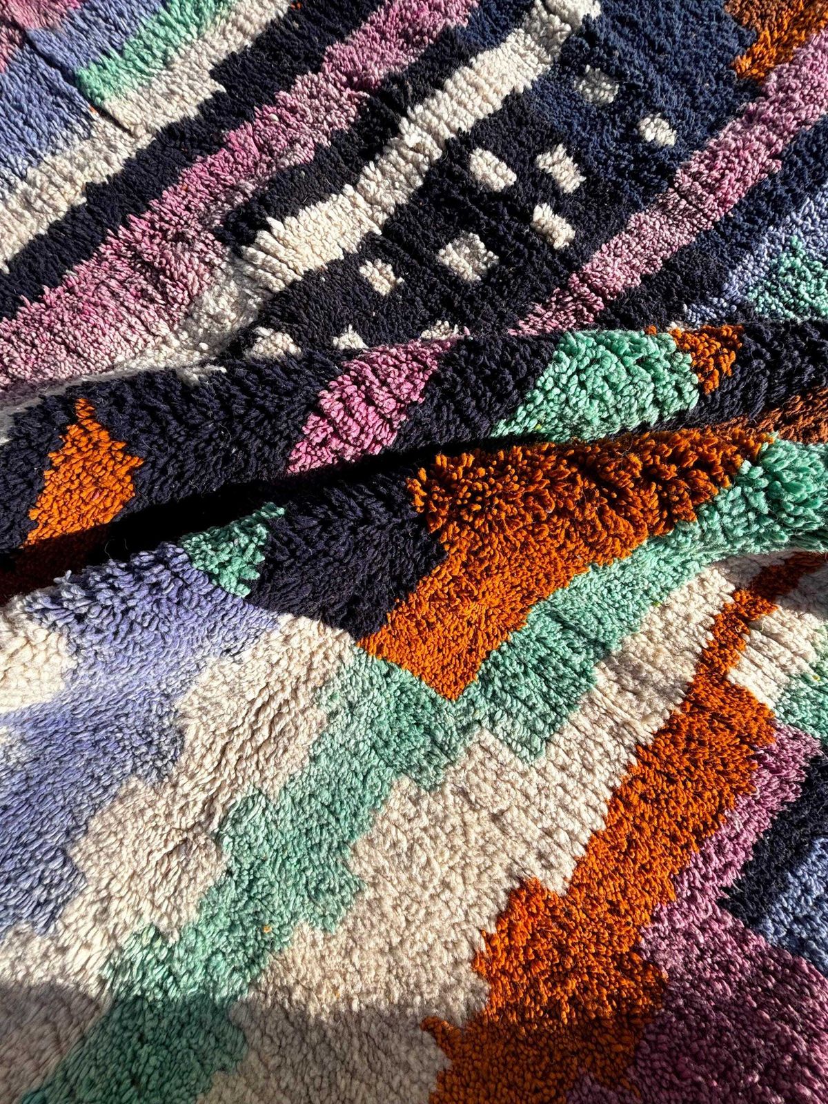 Moroccan Boujad Rug 200x300 Cm Handmade Wool Rug – Colorful Berber Area Rug – Large Ethnic Boho Living Room Carpet photo 1003.0