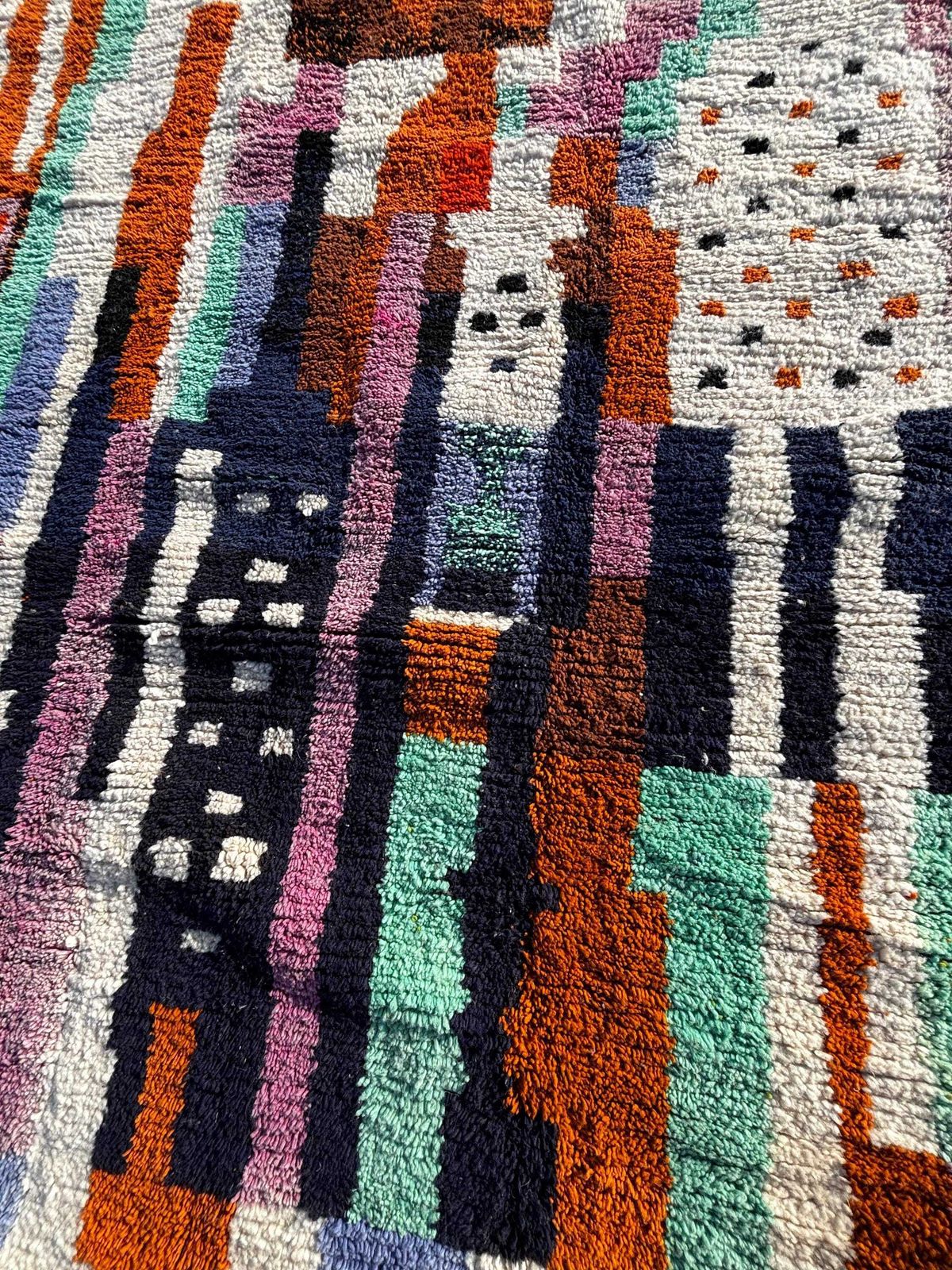Moroccan Boujad Rug 200x300 Cm Handmade Wool Rug – Colorful Berber Area Rug – Large Ethnic Boho Living Room Carpet photo vintage