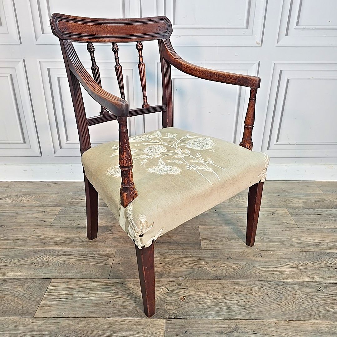 Antique Mahogany Armchair Georgian Revival Desk Chair Carver Elbow Seat