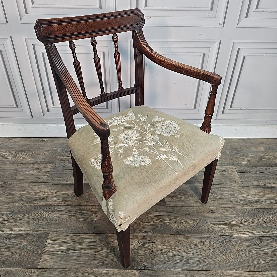 Antique Mahogany Armchair Georgian Revival Desk Chair Carver Elbow Seat photo furniture