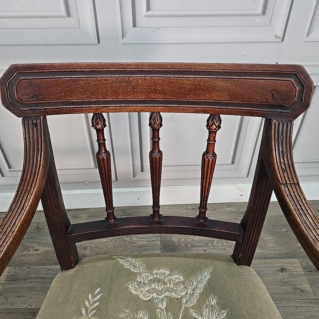 160.0 Antique Mahogany Armchair Georgian Revival Desk Chair Carver Elbow Seat photo