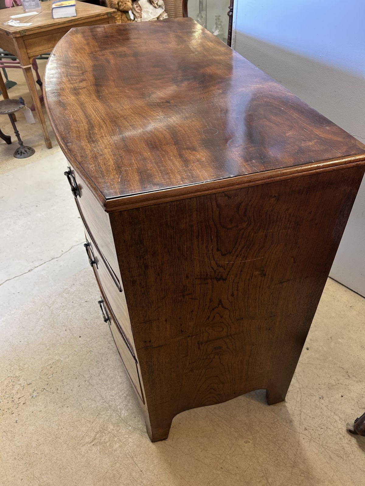 Antique Mahogany Bow Front Chest Of Drawers   With Working Key photo 645.0
