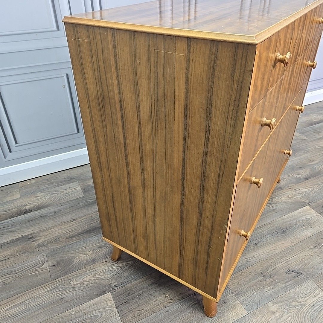 Vintage Chest Of Drawers Vesper Walnut Veneer Mid Century Modern Commode Retro photo vintage