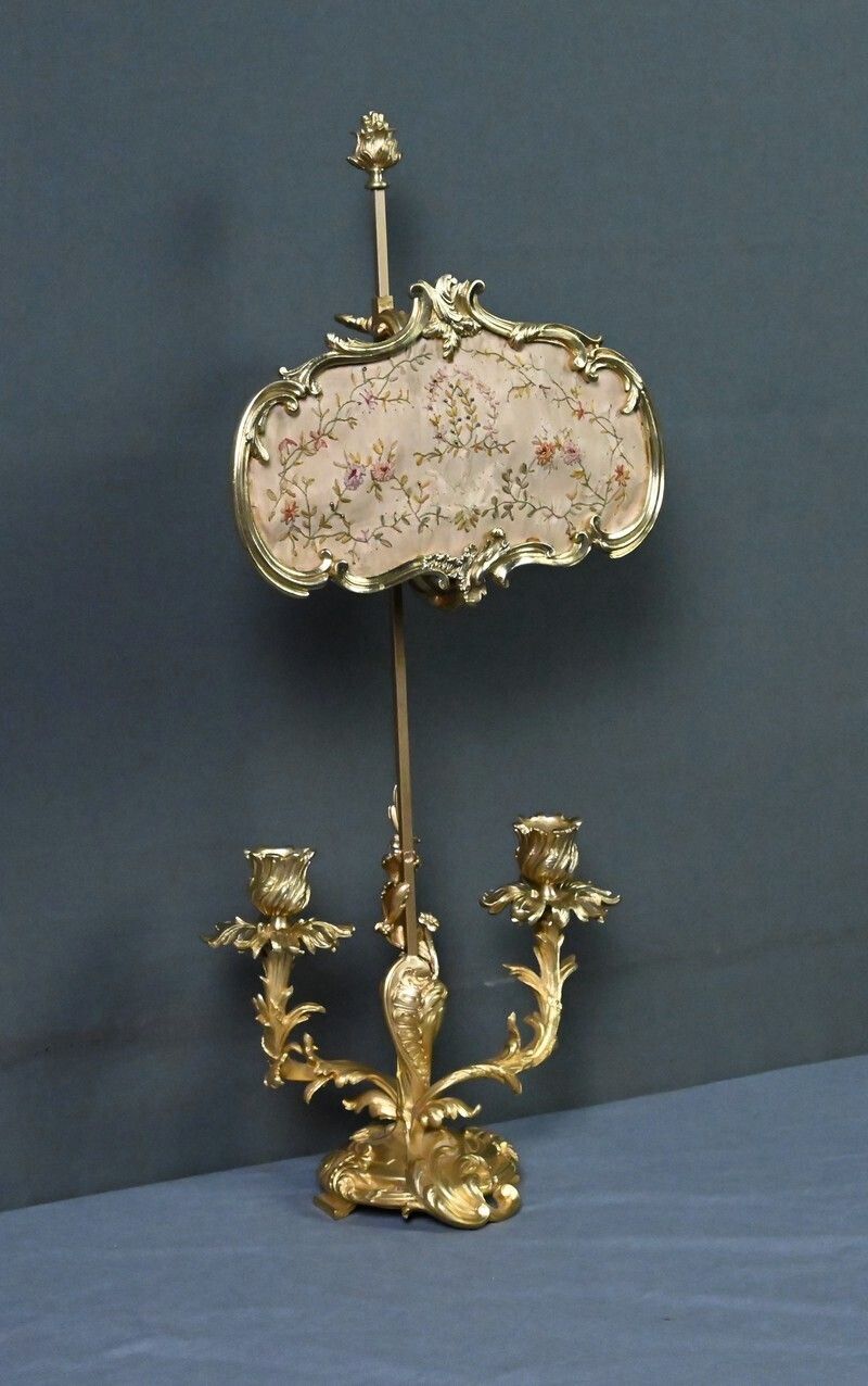 Gilt Bronze Screen Chandelier, Louis XV Style – Mid 19th Century photo for sale