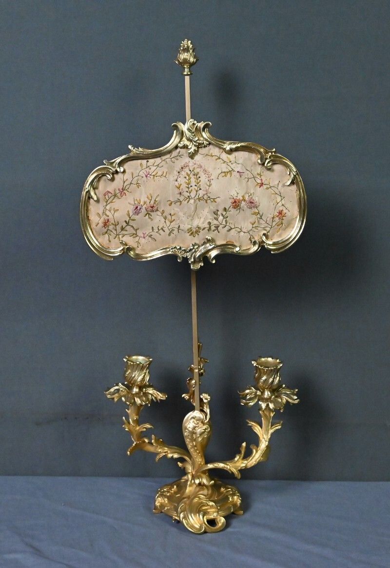 Gilt Bronze Screen Chandelier, Louis XV Style – Mid 19th Century photo 910.0