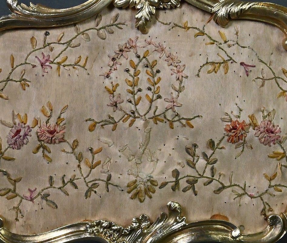 Gilt Bronze Screen Chandelier, Louis XV Style – Mid 19th Century photo vintage