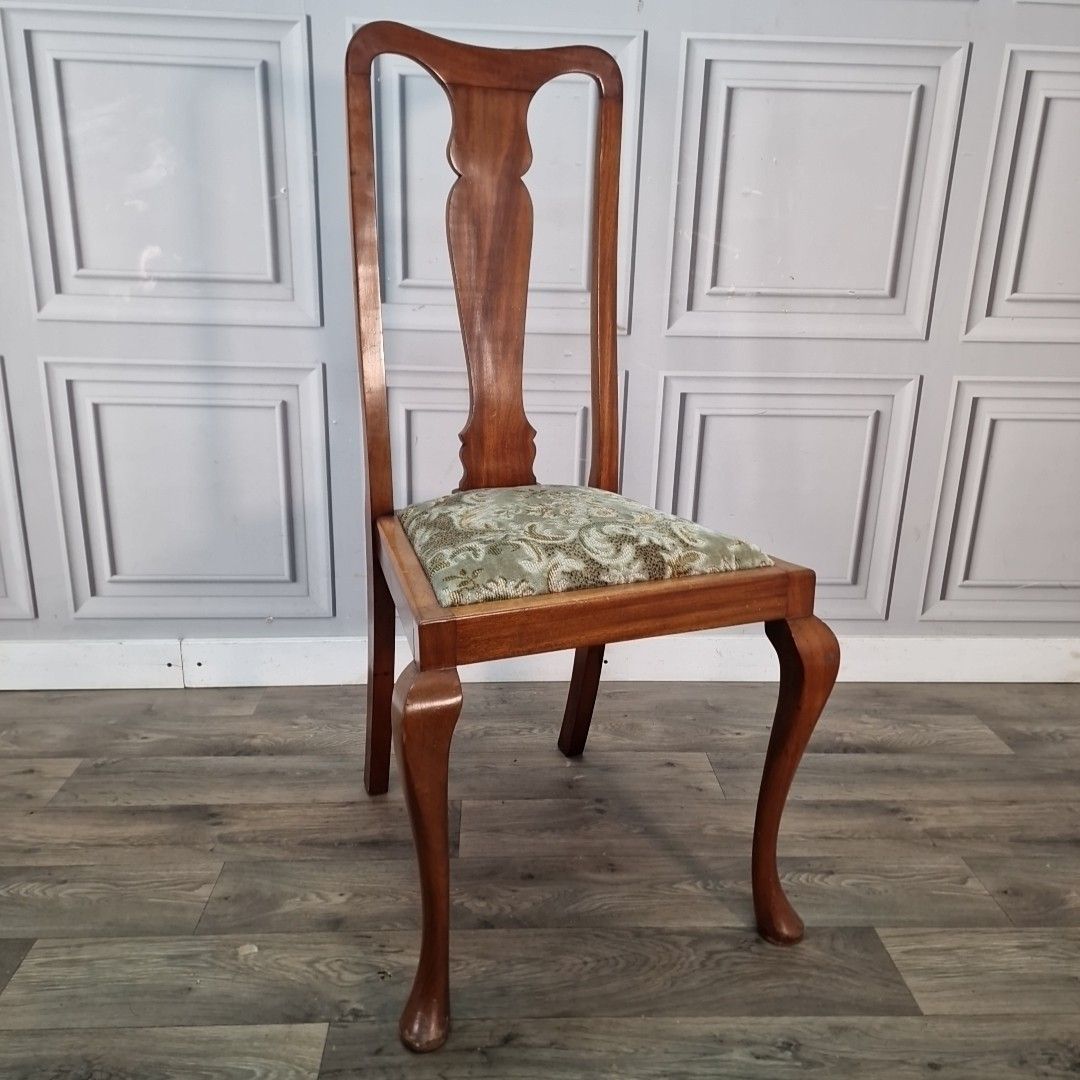 Antique Dining Hall Chair Queen Anne Style Walnut Cabriole Leg Desk Bedroom