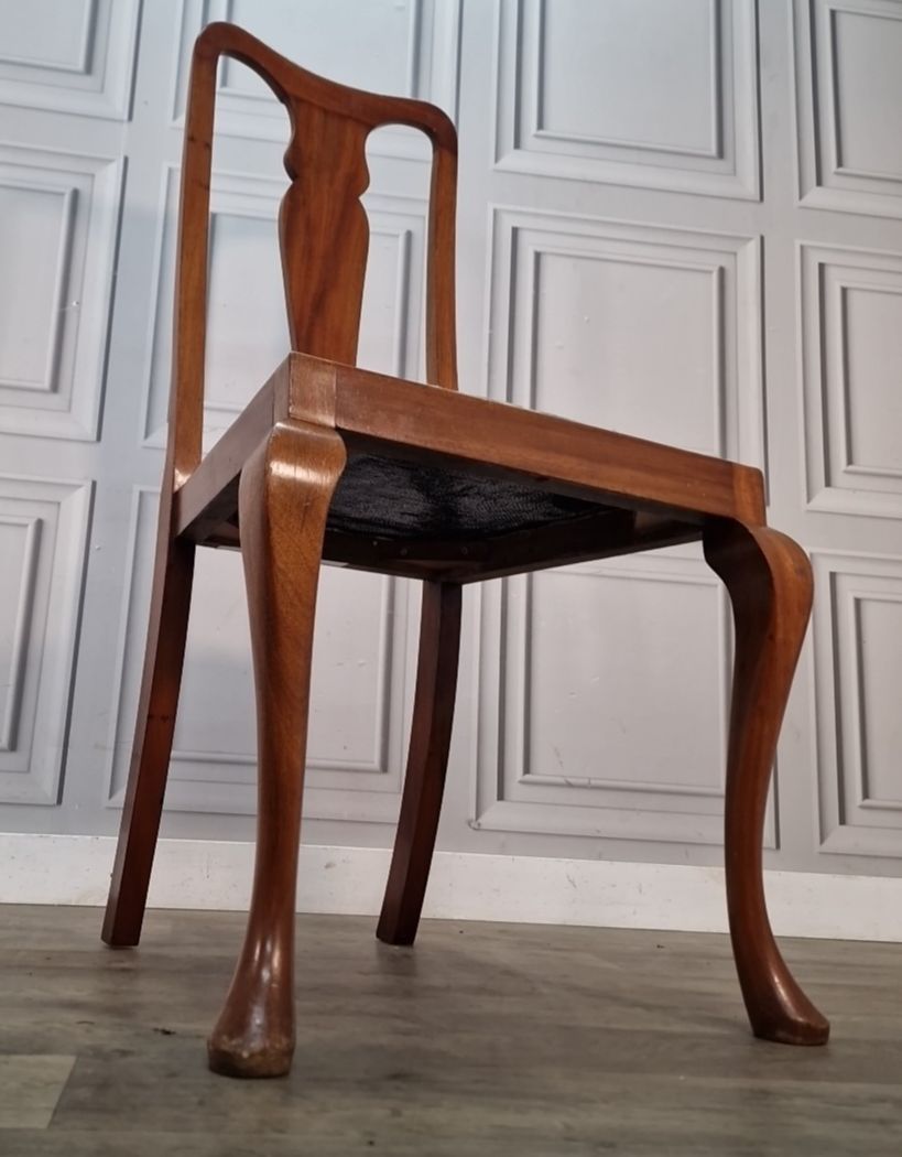 Antique Dining Hall Chair Queen Anne Style Walnut Cabriole Leg Desk Bedroom photo for sale
