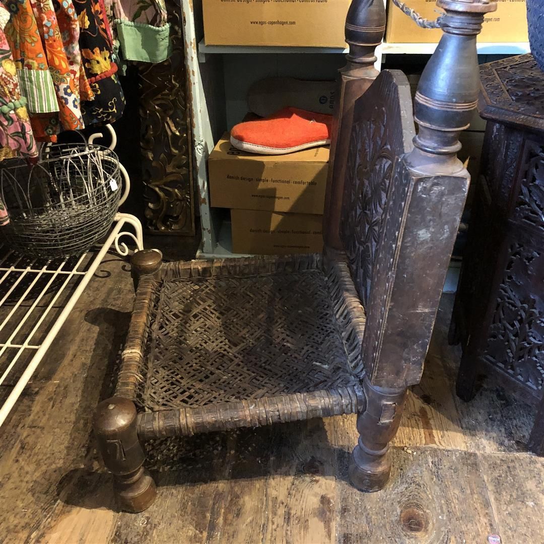 Antique Low Pidha Chair Handmade In Central Asia 1900s photo vinterior
