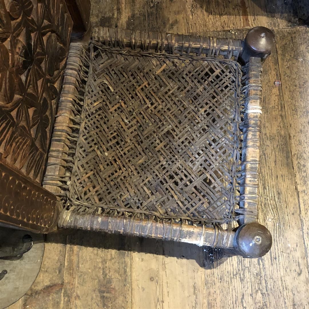 photo for sale Antique Low Pidha Chair Handmade In Central Asia 1900s