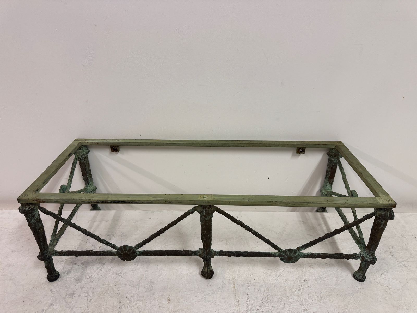 photo furniture Bronze And Marble Wall Hung Console In The Style Of Giacometti