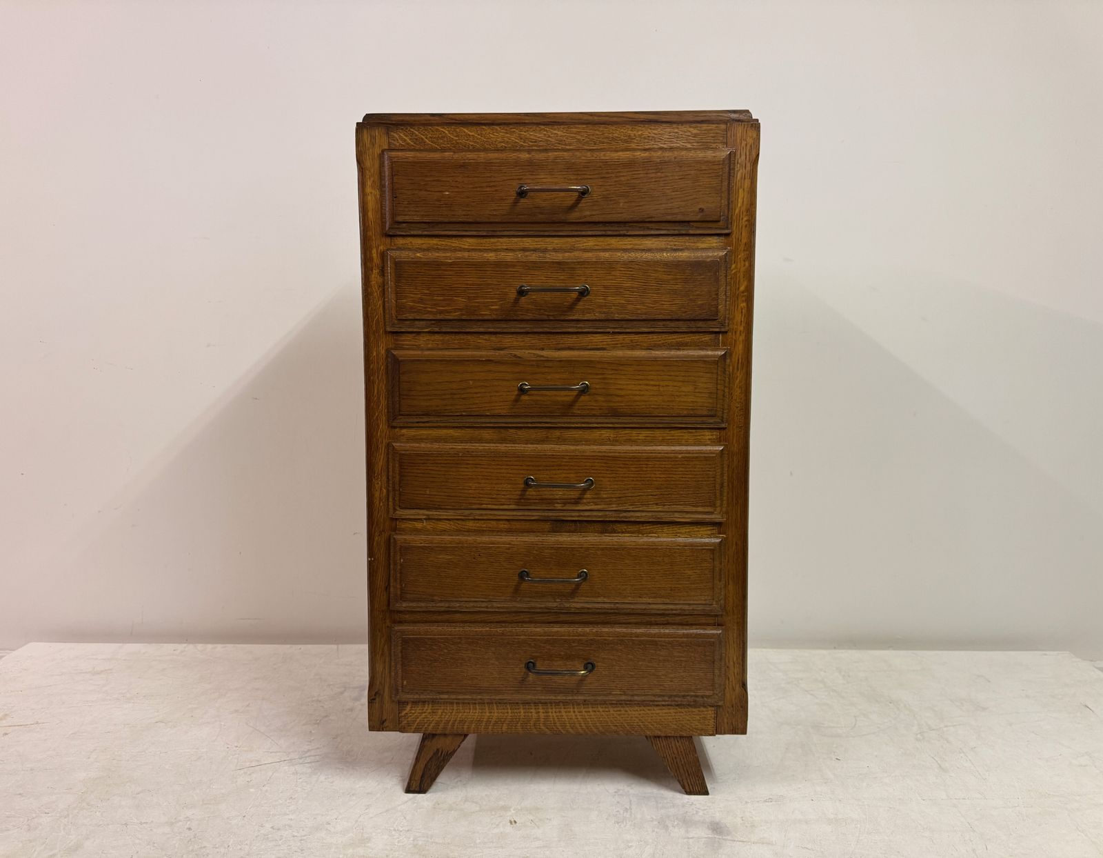 1950s French Tall Oak Chest Of Drawers photo 495.0