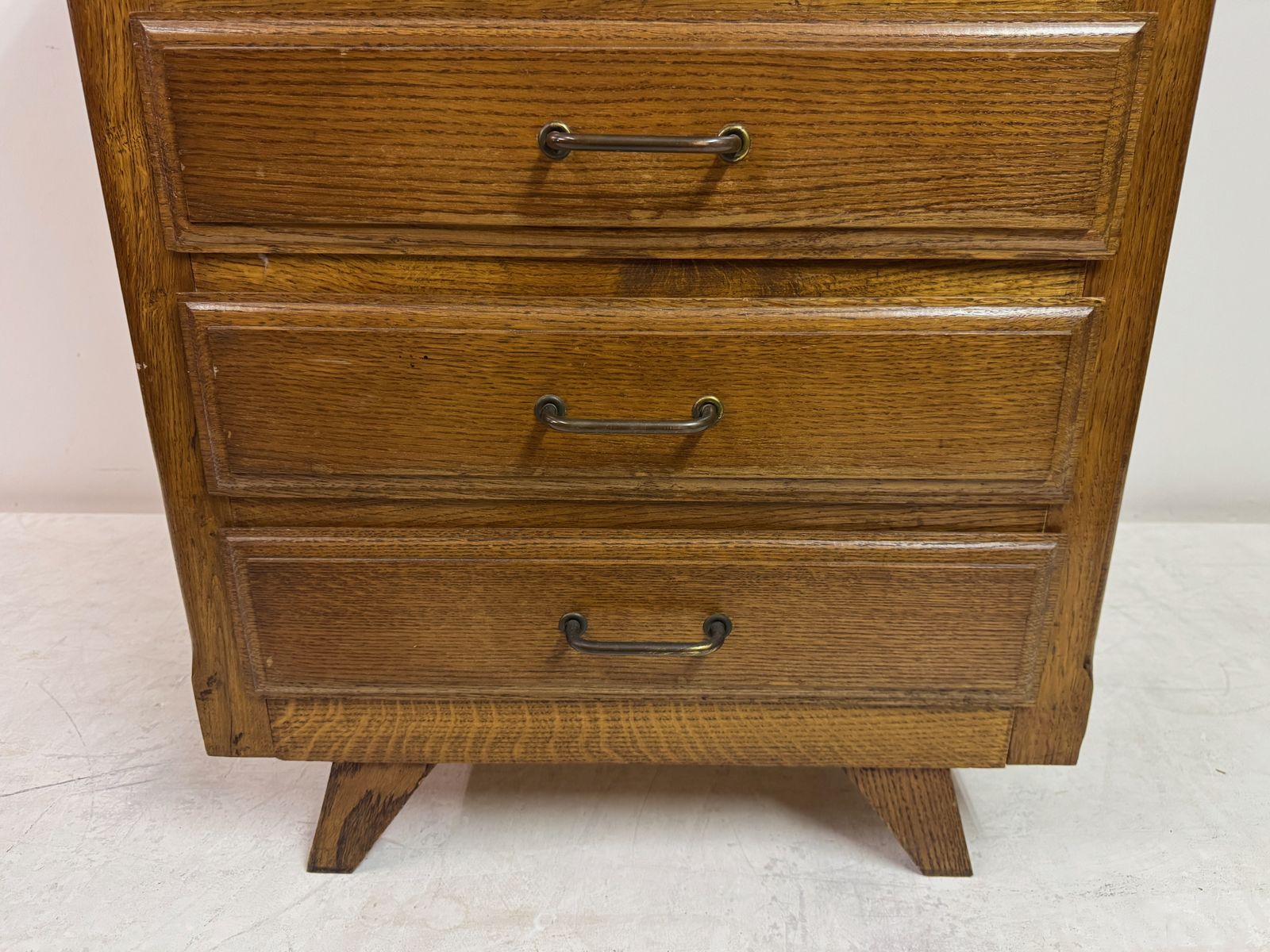 1950s French Tall Oak Chest Of Drawers photo vintage