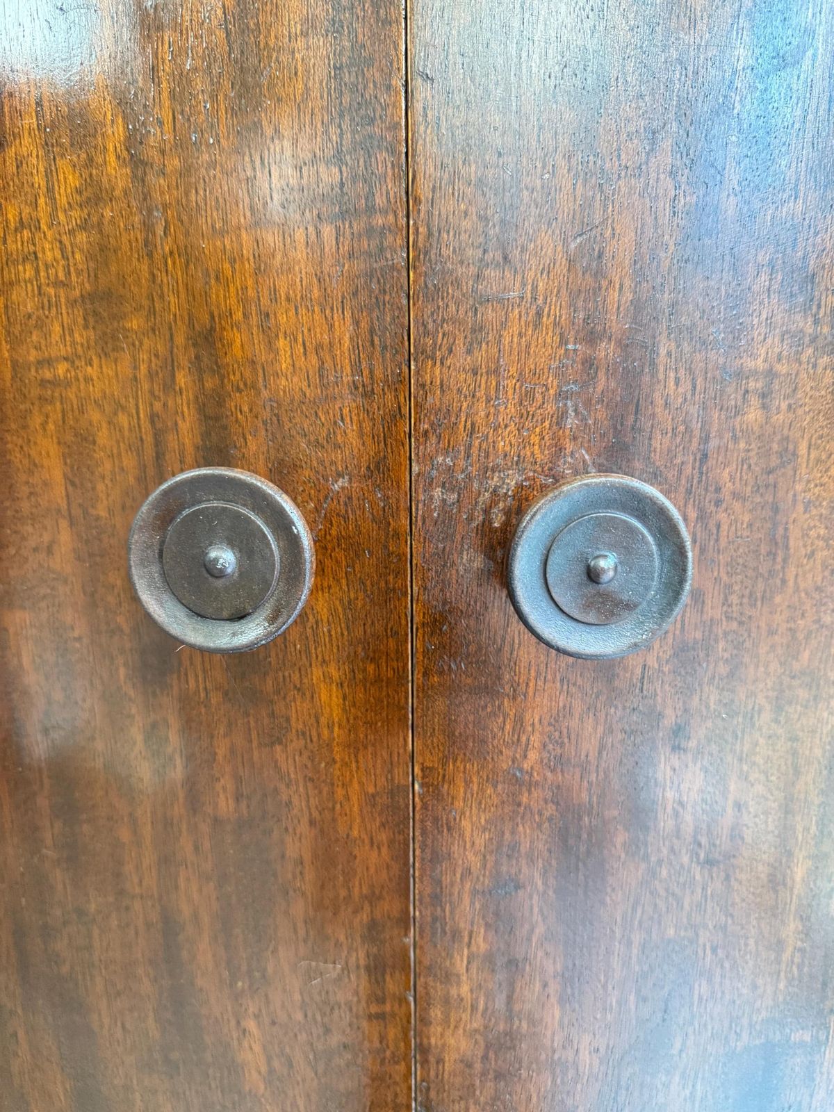 Vintage Double Door Wooden Linen Cupboard Cabinet Drawers Craft Organiser Gentlemen’s Wardrobe Mahogany photo vinterior