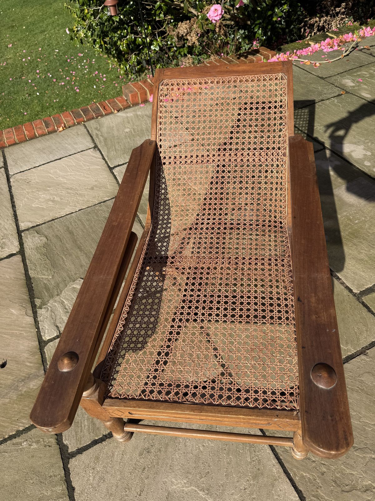 Late 19th Early 29th Century Teak Colonial Planter’s Chair With Rattan Weave photo furniture