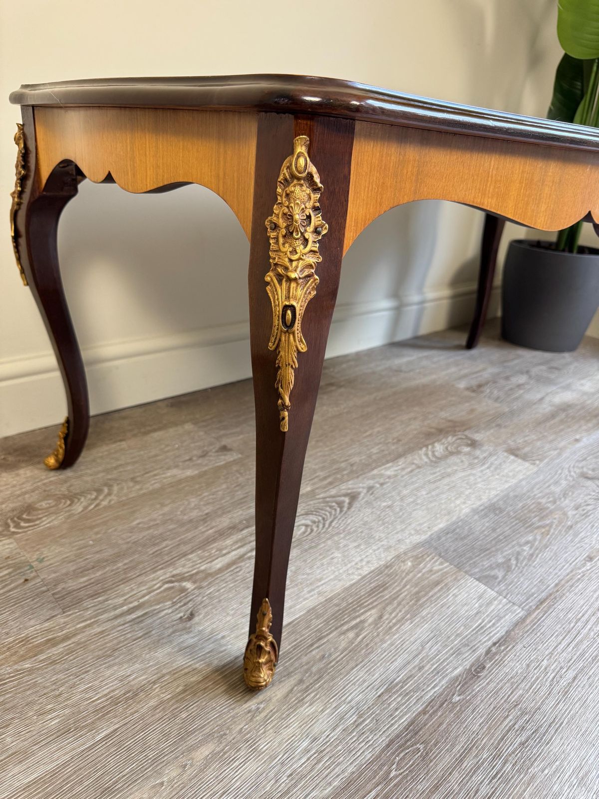 Vintage French Louis XV Style Marquetry Gilt Low Coffee Table photo 395.0