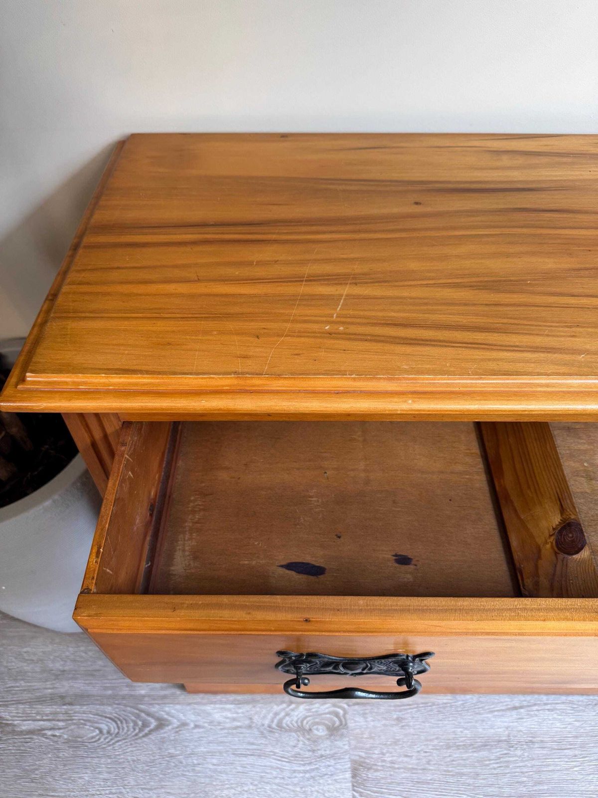 Solid Wood Vintage Chest Of Drawers With Original Metal Handles Three Dovetail Drawers photo buy