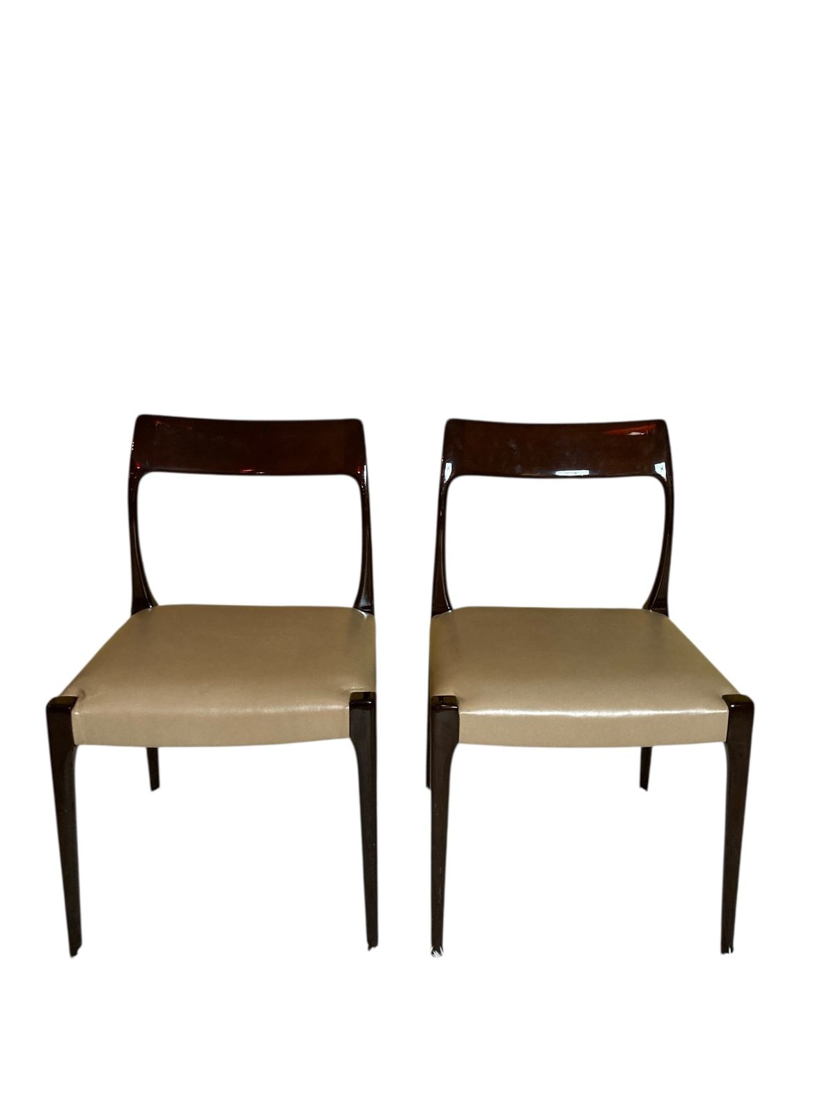 Set Of Two Mid Century Style Laskasa Karen Laquered Dining Chairs