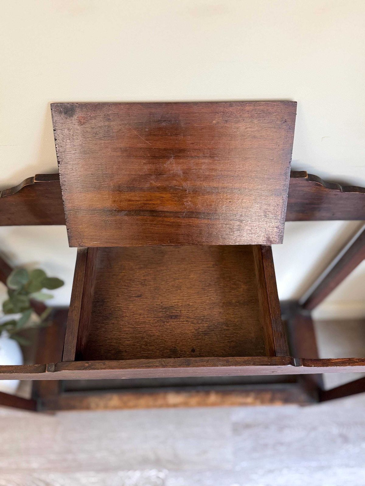 Vintage Wooden Entryway Console Table   Umbrella & Plant Stand With Metal Tray photo Home Decor
