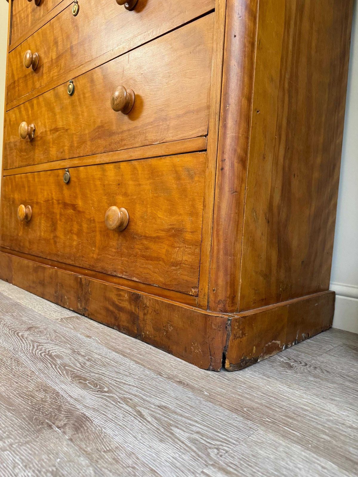 550.0 Antique Chest Of Drawers Solid Wood Vintage Furniture Satinwood Blonde photo